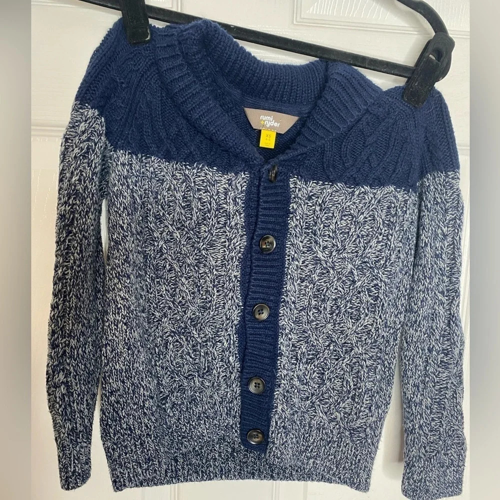 RUMI AND RYDER‎ Grandpa Style Knit Button-Front Sweater with Collar Size XS 4/5)